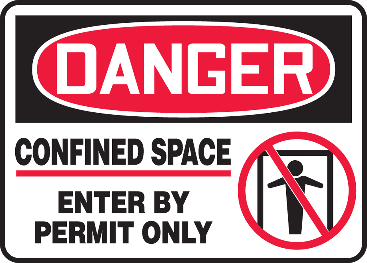 CONFINED SPACE ENTER BY PERMIT ONLY (W/GRAPHIC)