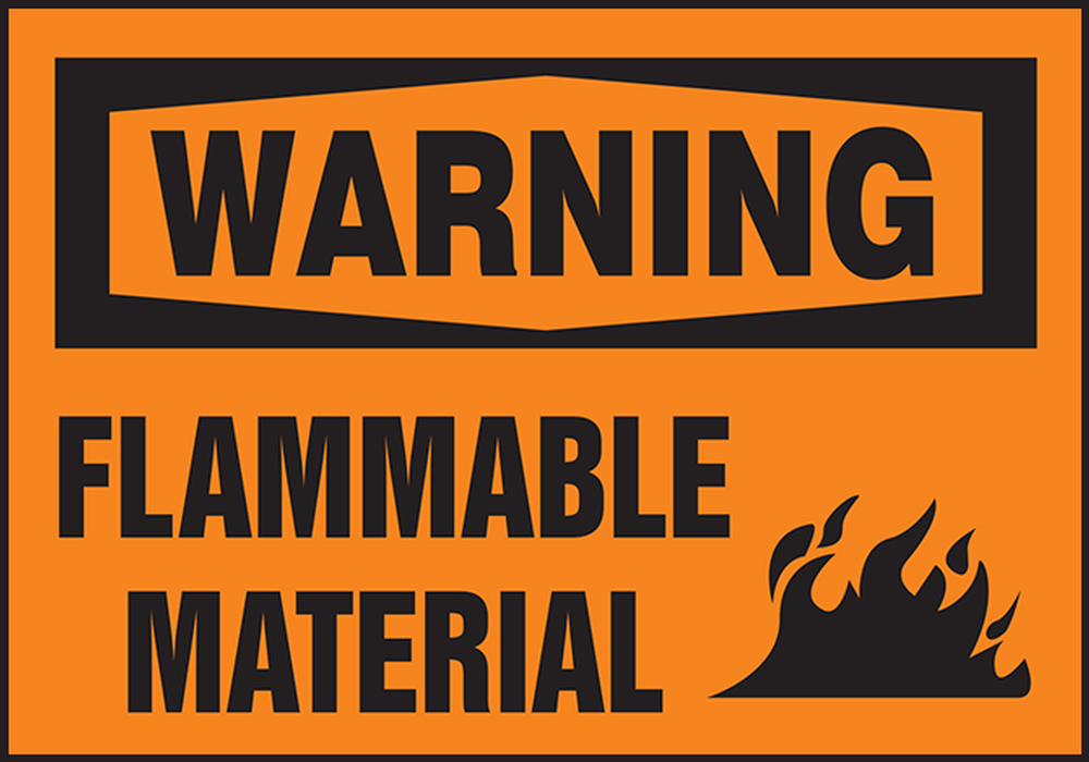 WARNING FLAMMABLE MATERIAL W/GRAPHIC