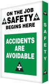 Visual Edge™ Motivational Graphic Style Sign: On The Job Safety Begins Here - Accidents Are Avoidable
