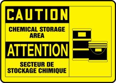 Bilingual OSHA Caution Safety Sign: Chemical Storage Area