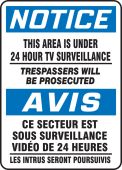 Bilingual OSHA Notice Safety Sign: This Area Is Under 24 Hour TV Surveillance - Trespassers Will Be Prosecuted