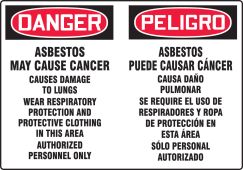 Bilingual OSHA Danger Sign: Asbestos May Cause Cancer (English, Español)