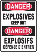 BILINGUAL FRENCH SIGN - EXPLOSIVES