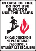 Bilingual Safety Sign: In Case Of Fire Do Not Use Elevator Use The Stairs