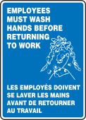 French Bilingual Safety Sign: Employees Must Wash Hands Before Returning To Work