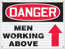 OSHA Danger High Wind Safety Sign: Men Working Above