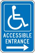 Federal Parking Sign: Handicap Accessible Entrance (Right Arrow)