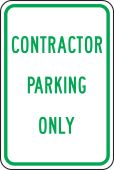 Traffic Sign: Contractor Parking Only