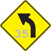 Semi-Custom Direction Sign: Left Curve (Advisory Speed)