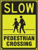 Fluorescent Yellow-Green Sign: Slow - Pedestrian Crossing
