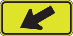 Fluorescent Yellow-Green Sign: Diagonal Downward Arrow