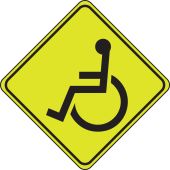 Fluorescent Yellow-Green Sign: Wheelchair Crossing