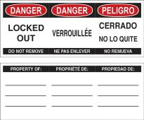 STOPOUT® Plastic Padlock Danger Label: Locked Out - Do Not Remove