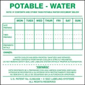 Potable Water Cooler Label