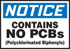 OSHA Notice Safety Label: Contains No PCBs