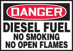 OSHA Danger Safety Label: Diesel Fuel No Smoking No Open Flames
