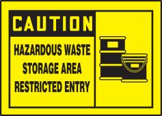 OSHA Caution Safety Label: Hazardous Waste Storage Area - Restricted Entry