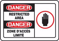Bilingual OSHA Danger Safety Label: Restricted Area