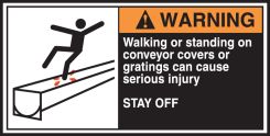 ANSI Warning CEMA Label: Walking Or Standing On Conveyor Can Cause Serious Injury
