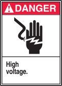 ANSI Danger Safety Label: High Voltage Graphic