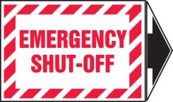 Safety Label: Emergency Shut-Off with arrow
