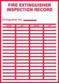 Fire Safety Label: Fire Extinguisher Inspection Record (Red On White)
