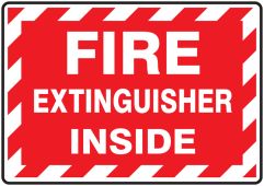 Fire Extinguisher Label: Fire Extinguisher Inside (Striped)