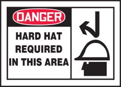 OSHA Danger Safety Label: Hard Hat Required In This Area