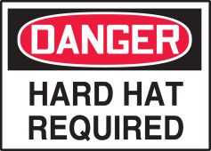 OSHA Danger Safety Label: Hard Hat Required