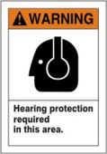 ANSI Warning Safety Label: Hearing Protection Required In This Area