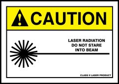 ANSI Caution Safety Label: Laser Radiation - Do Not Stare Into Beam