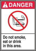 ANSI Danger Safety Label: Do Not Smoke Eat Or Drink In This Area