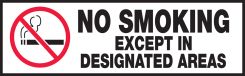 Safety Label: No Smoking Except In Designated Areas
