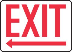 Safety Sign: Exit (Left Arrow Below)