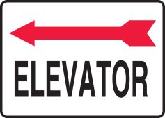 Safety Sign: Elevator (Left Arrow Above)