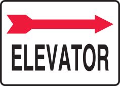 Safety Sign: Right Arrow- Elevator