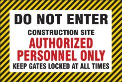 Fence-Wrap Mesh Gate Screens: Do Not Enter - Construction Site - Authorized Personnel Only - Keep Gates Locked At All Times