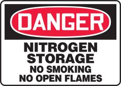 OSHA Danger Safety Sign: Nitrogen Storage - No Smoking - No Open Flames