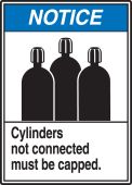 ANSI Notice Safety Sign: Cylinders Not Connected Must Be Capped.