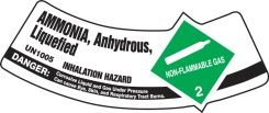 Cylinder Shoulder Labels: Ammonia, Anhydrous, Liquefied