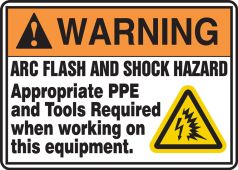ANSI Warning Safety Sign: Arc Flash And Shock Hazard