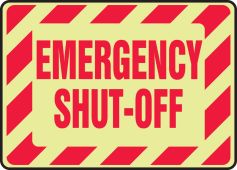 Glow-In-Dark Safety Sign: Emergency Shut-Off