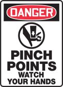 OSHA Danger Safety Sign: Pinch Points - Watch Your Hands