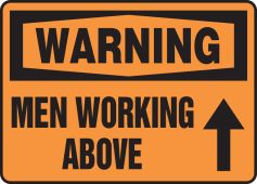OSHA Warning Safety Sign: Men Working Above