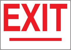 Safety Sign: Exit (Red On White with Arrowheads)
