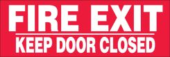 Safety Sign: Fire Exit - Keep Door Closed (4" x 12")