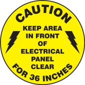 Carpet Decals: Caution Keep Area In Front of Electrical Panel Clear For 36 Inches