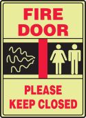 Glow-In-The-Dark Safety Sign: Fire Door - Please Keep Closed (Graphic)