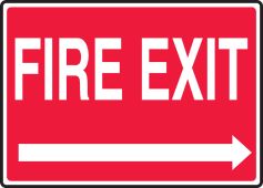 Safety Sign: Fire Exit (Right Arrow White Text On Red Background)