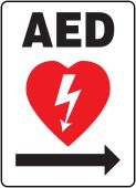 Safety Sign: AED (Automated External Defibrillator Arrow Right)